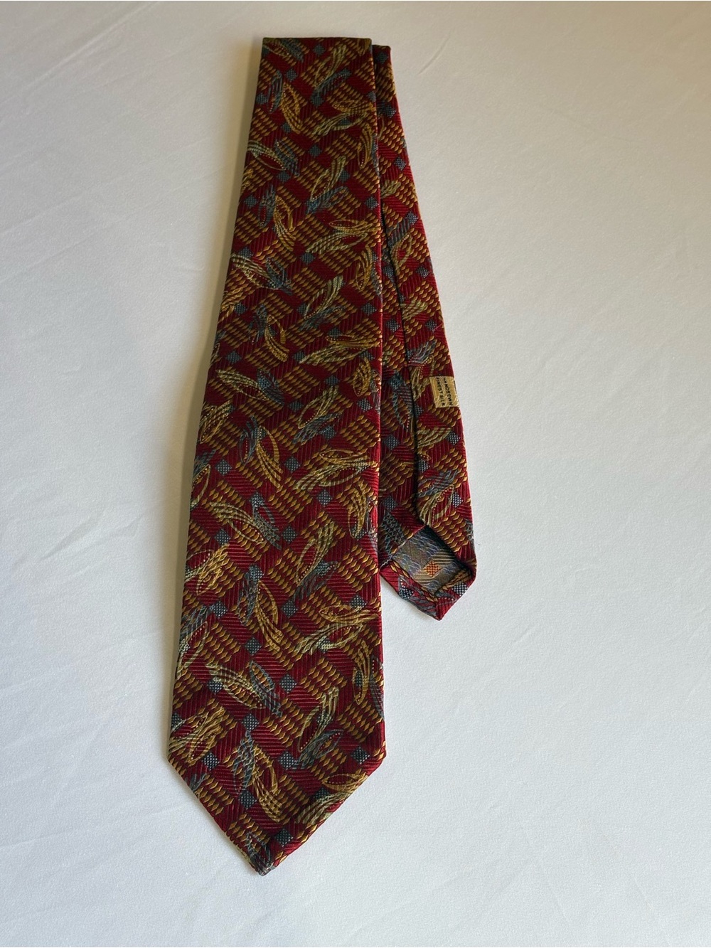 Robert Talbott Seven Fold Silk Tie Red Gold Geometric Limited Edition 21/40